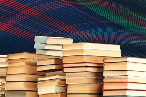 Books on a tartan background